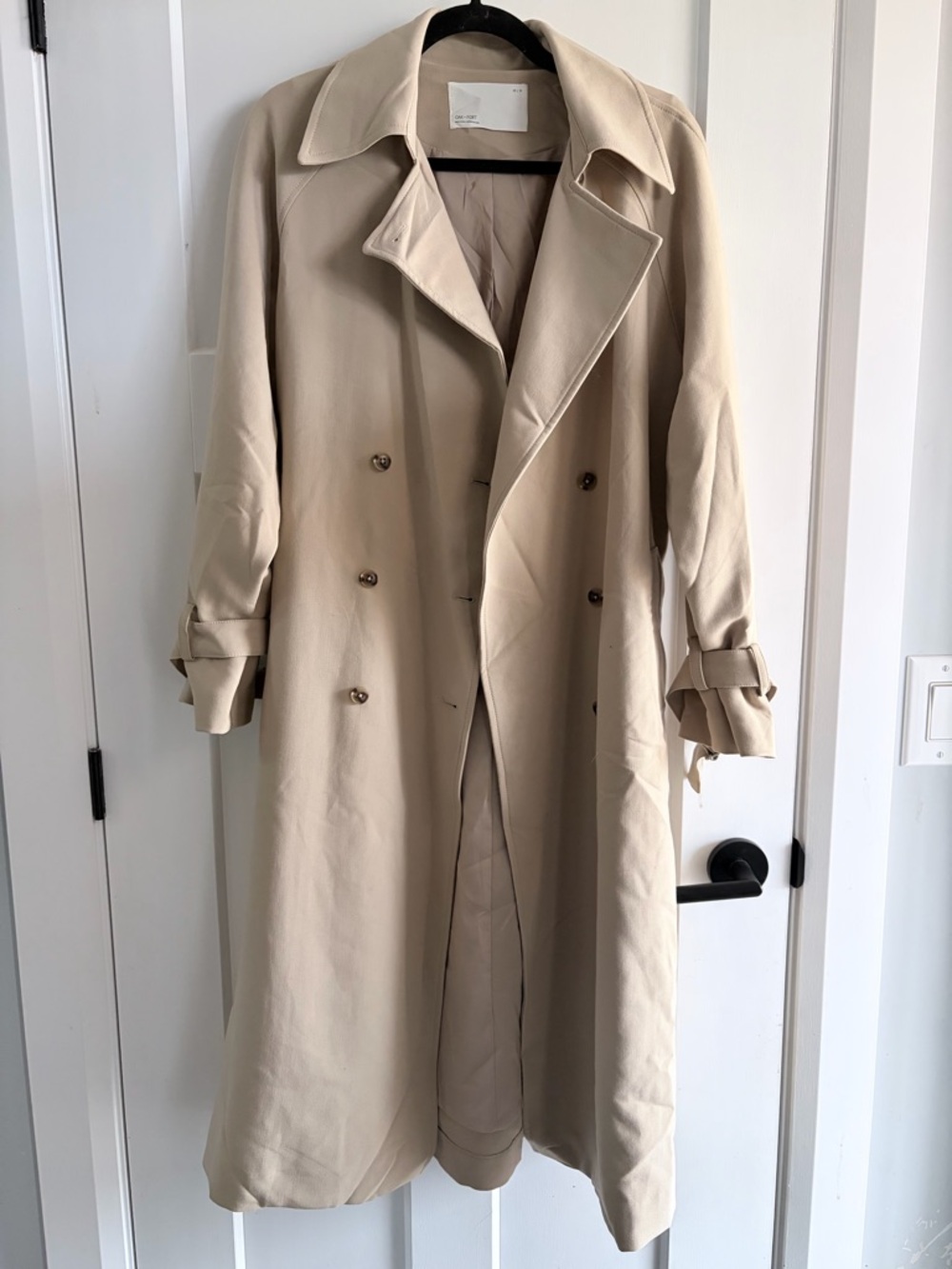 OAK + FORT Light Beige Double-Breasted Trench Coat